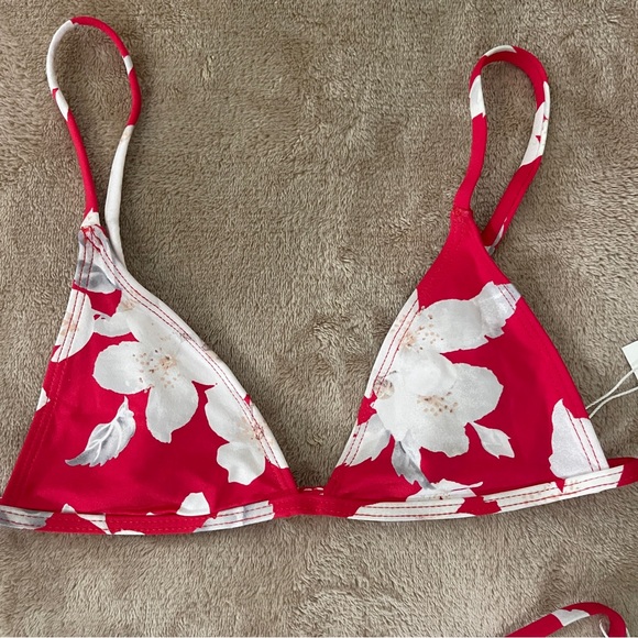 NWT XS Frankies Bikinis Red Floral Bikini Set - Picture 3 of 6